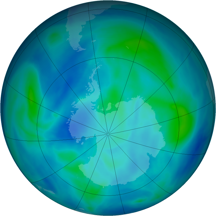 Antarctic ozone map for 07 March 2007